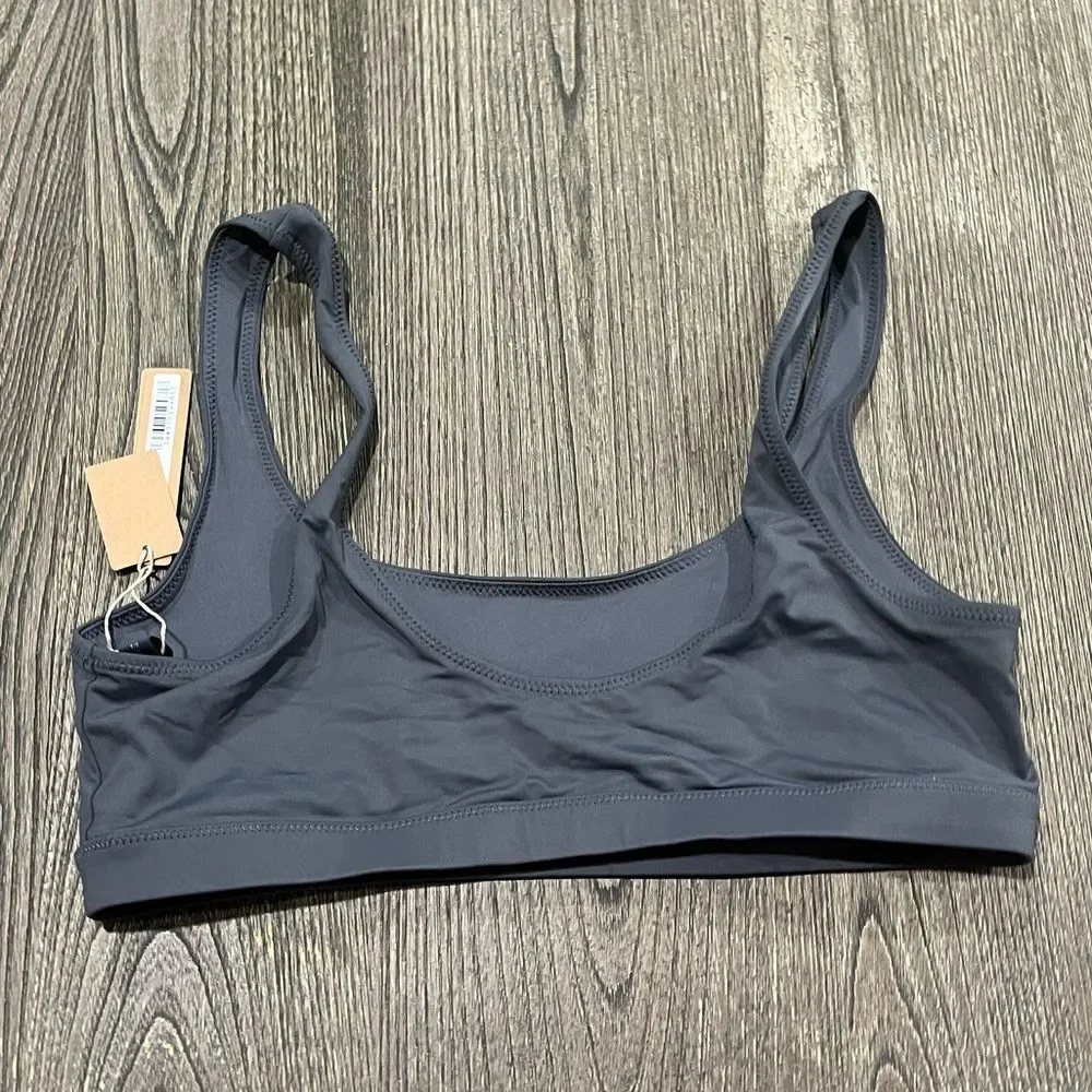NWT Skims Swimwear Signature Swim Tank Bikini Top Scoop Neck Gunmetal Size Large